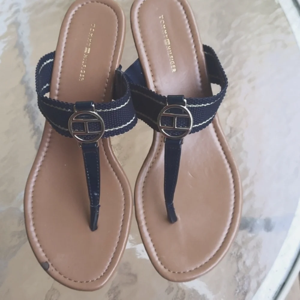 Tommy Hilfiger Cork Wedge Heels Slip on sandals Sz 9.5